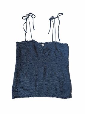 Nectar Clothing Navy Smocked Tie-Strap Tank Top Ruched Summer Size Large